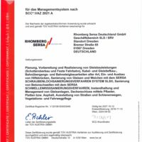 Rhomberg Sersa Gleisbau GmbH Dresden SCC-Zertifikat