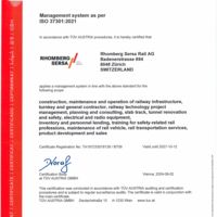 Rhomberg Sersa Rail AG ISO-Certificate 37301