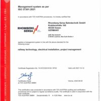Rhomberg Sersa Bahntechnik GmbH (DE) ISO-Certificate 37301