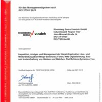 Rhomberg Sersa Vossloh GmbH ISO-Zertifikat 37301