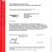 Rhomberg Sersa Rail Tec AG ISO-Zertifikat 9001 14001 45001