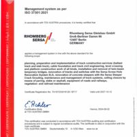 Rhomberg Sersa Gleisbau GmbH ISO-Certificate 37301