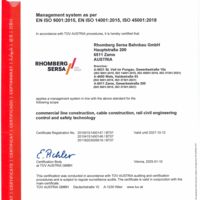 Rhomberg Sersa Bahnbau GmbH ISO-Certificate 9001 14001 45001
