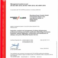 Rhomberg Sersa Vossloh GmbH ISO-Certificate 9001 14001 45001
