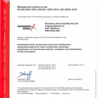 Rhomberg Sersa Rail Machine AG ISO-Certificate 9001 14001 45001