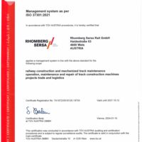 Rhomberg Sersa Rail GmbH ISO-Certificate 37301