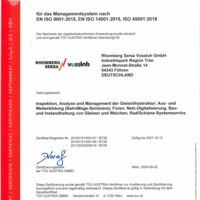 Rhomberg Sersa Vossloh GmbH ISO-Zertifikat 9001 14001 45001
