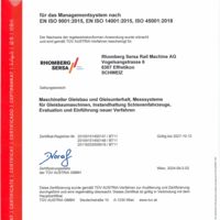 Rhomberg Sersa Rail Machine AG ISO-Zertifikat 9001 14001 45001