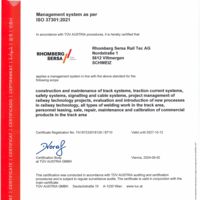 Rhomberg Sersa Rail Tec AG ISO-Certificate 37301
