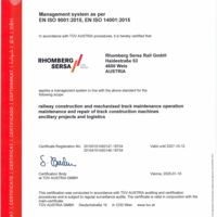 Rhomberg Sersa Rail GmbH ISO-Certificate 9001 14001