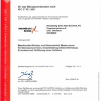 Rhomberg Sersa Rail Machine AG ISO-Zertifikat 37301