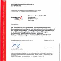 Rhomberg Sersa Rail Tec AG ISO-Zertifikat 37301