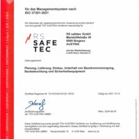 RS safetec GmbH ISO-Zertifikat 37301