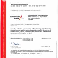 Rhomberg Sersa Rail Power GmbH ISO-Certificate 9001 14001 45001